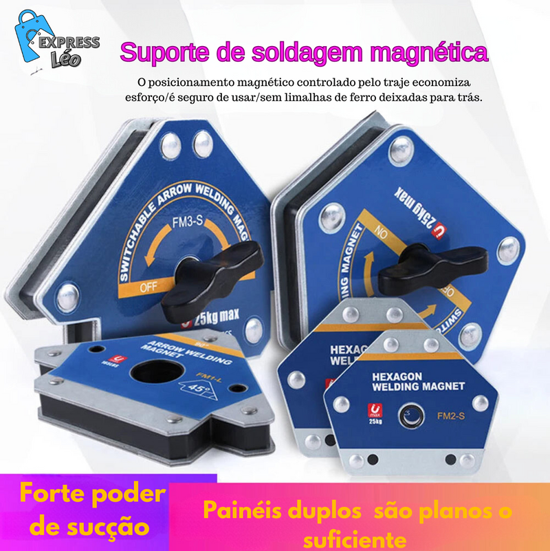 2 Peças de Suporte Magnético para Soldagem – Ferrite, Fixador de Ângulo, Ferramenta de Posicionamento