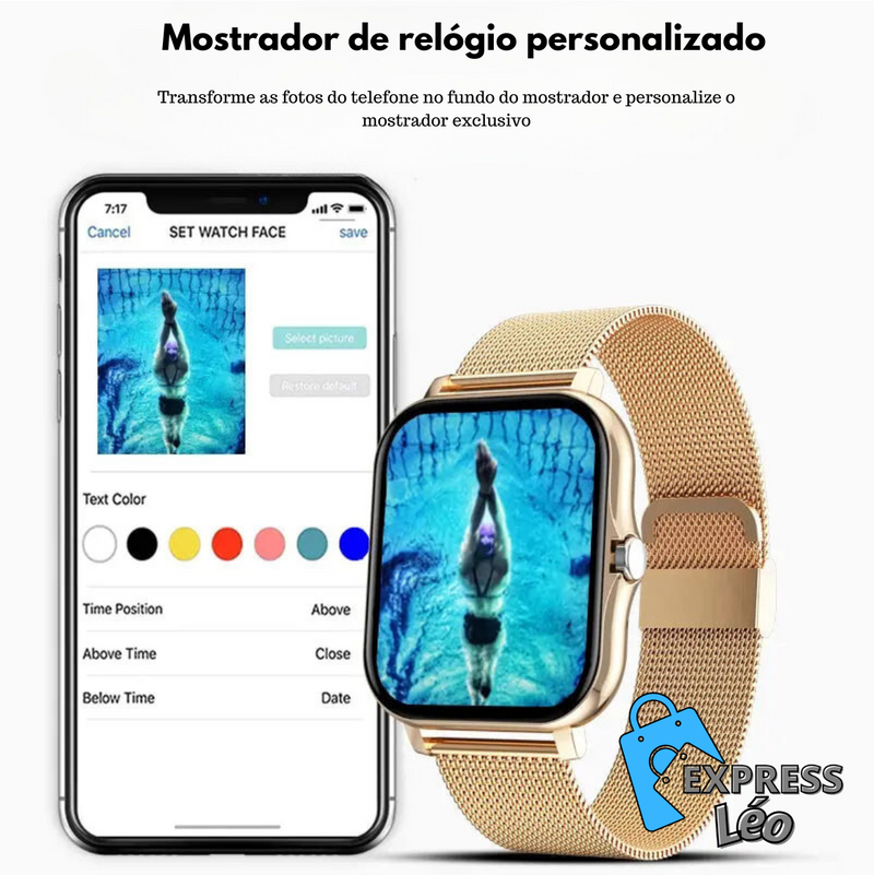 Relógio Inteligente LIGE 2024 – Toque Total e Chamadas Bluetooth