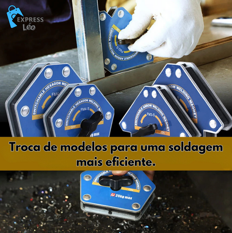 2 Peças de Suporte Magnético para Soldagem – Ferrite, Fixador de Ângulo, Ferramenta de Posicionamento