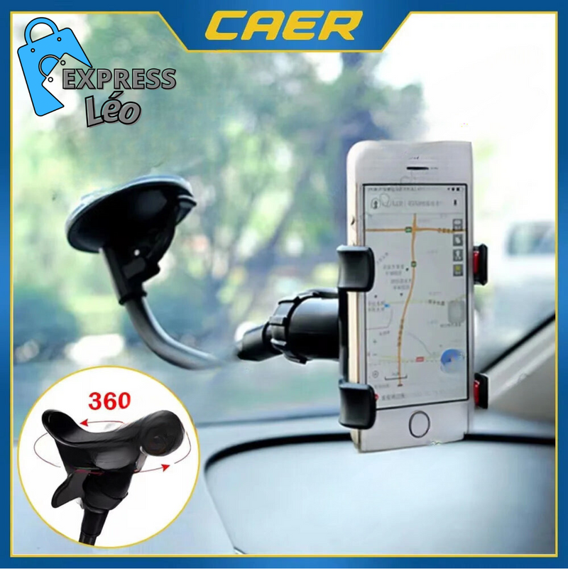 Suporte de Celular para Carro com Rotação de 360° – Montagem Universal para Painel ou Parabrisa, Ajustável e Flexível