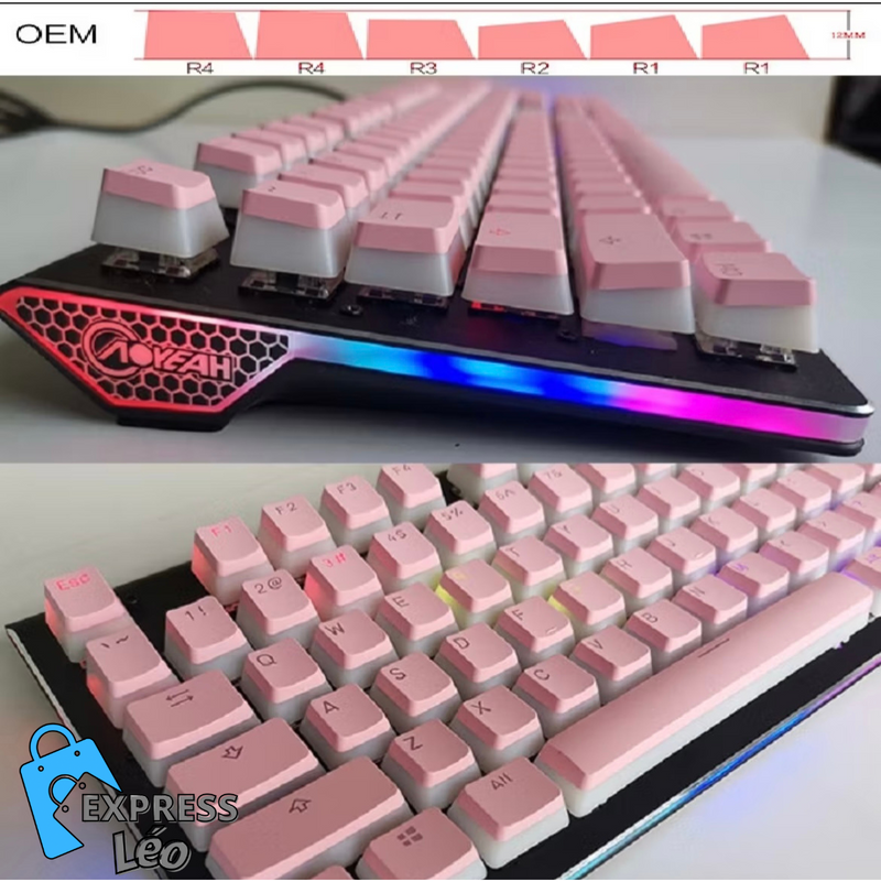 Conjunto de Teclas PBT Pudding para Teclado Mecânico RGB - 108 Teclas, Perfil OEM, Personalizável"