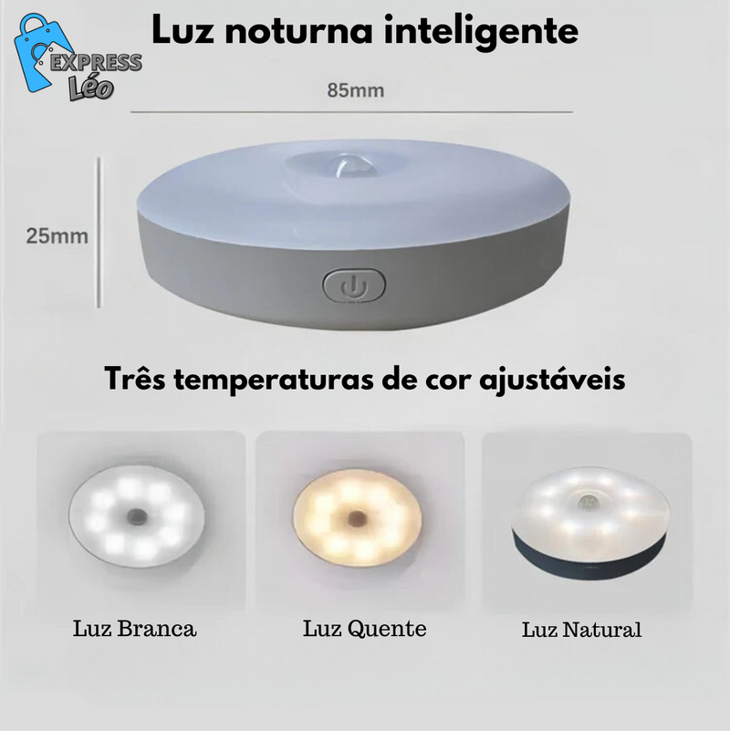 Luminária Inteligente LED com Sensor Corporal – Iluminação Automática de Emergência com Carregamento USB e Fixação Magnética