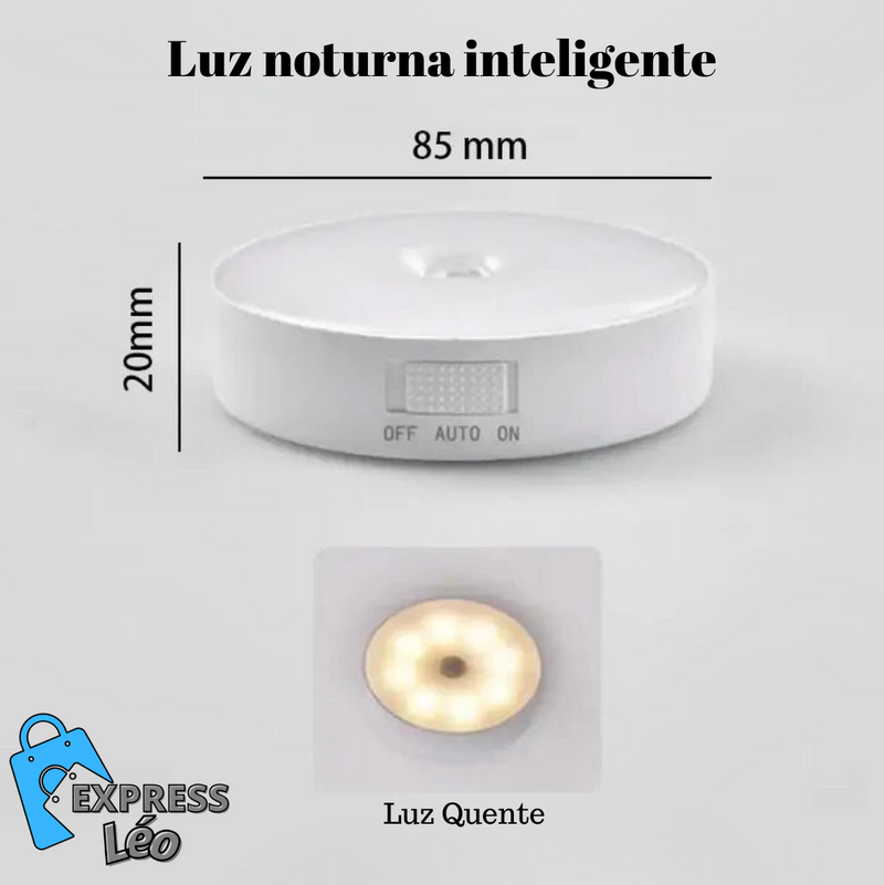 Luminária Inteligente LED com Sensor Corporal – Iluminação Automática de Emergência com Carregamento USB e Fixação Magnética