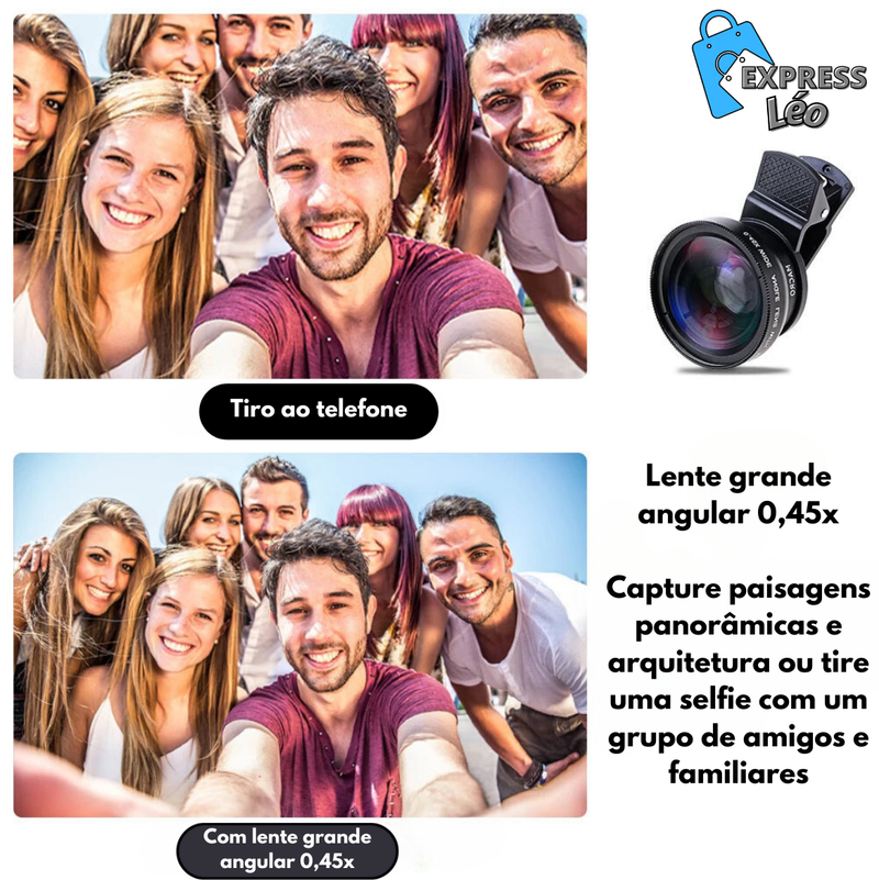 Kit de Lentes para Telemóvel USLION 2 em 1 - Grande Angular e Macro