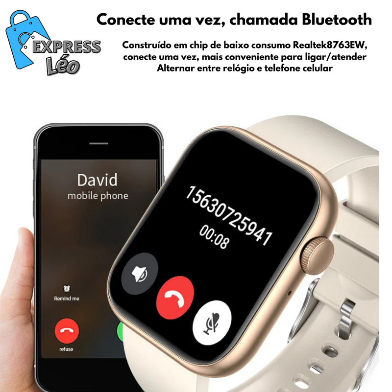 LIGE Smartwatch 2024 com Carregamento Sem Fios e Chamadas Bluetooth